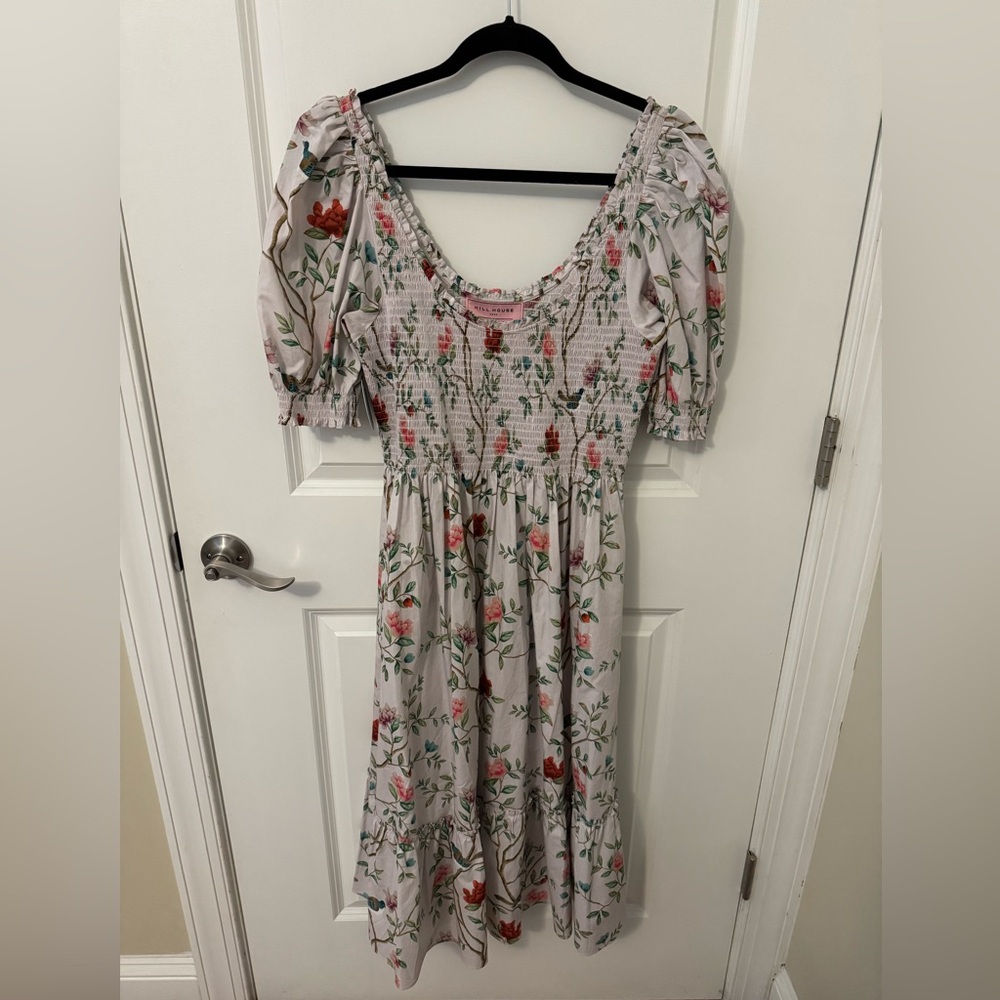 Hill House Louisa Nap Dress, Diane Hill, Large, NWT, Chinoiserie, Floral, Pink